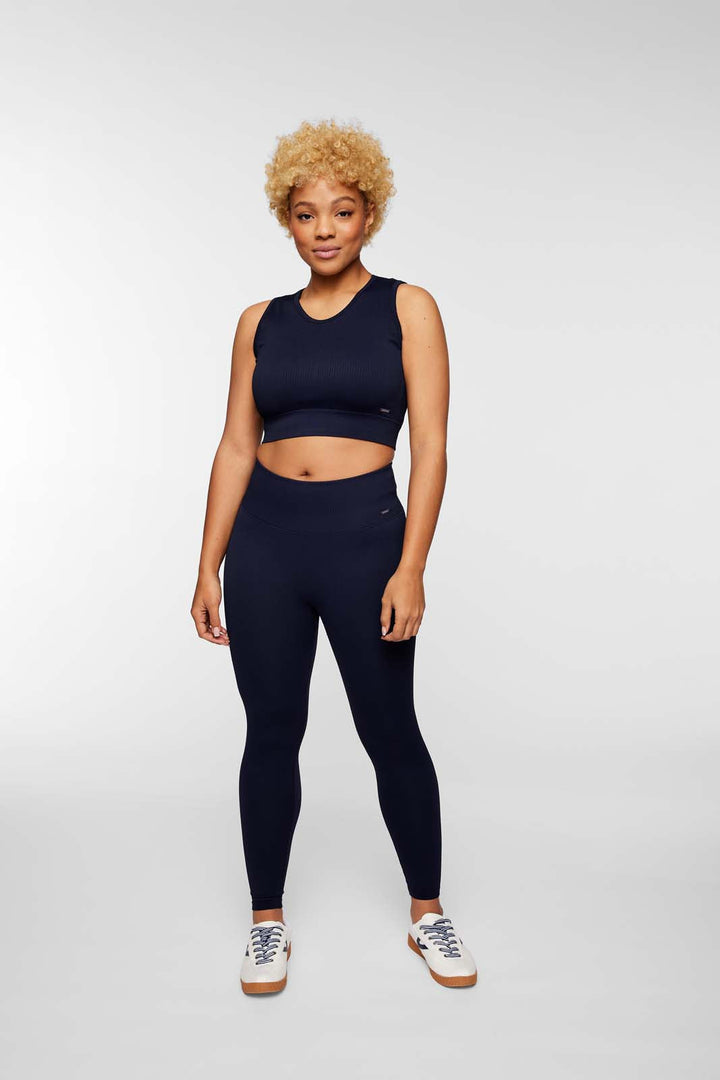Ribbed Knit Longline Sports Bra