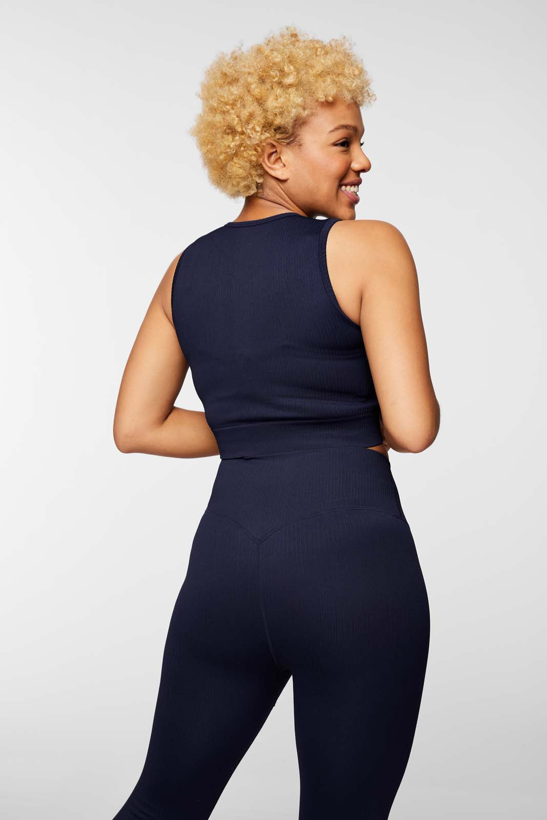 Ribbed Knit Longline Sports Bra