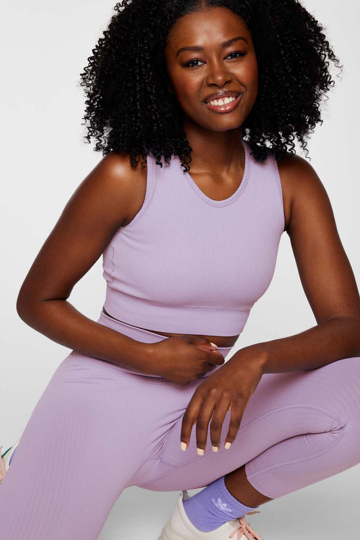 Ribbed Knit Longline Sports Bra