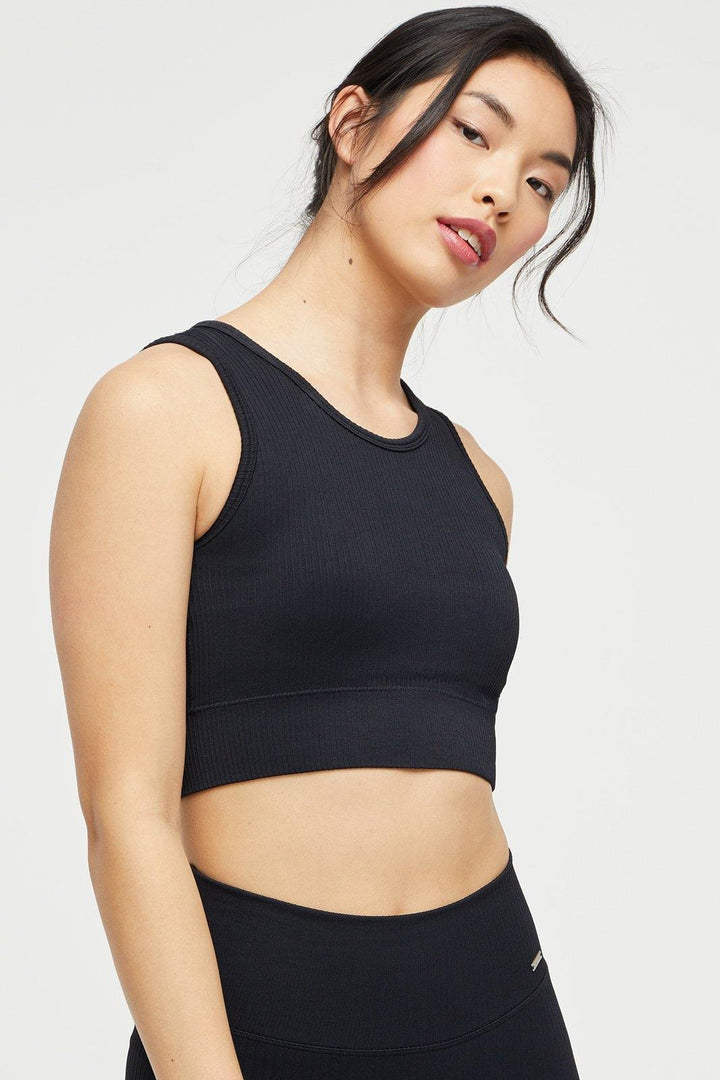 Ribbed Knit Longline Sports Bra - Lilias Active