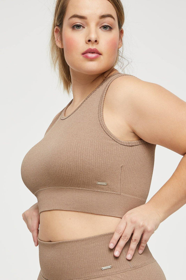 Ribbed Knit Longline Sports Bra - Lilias Active