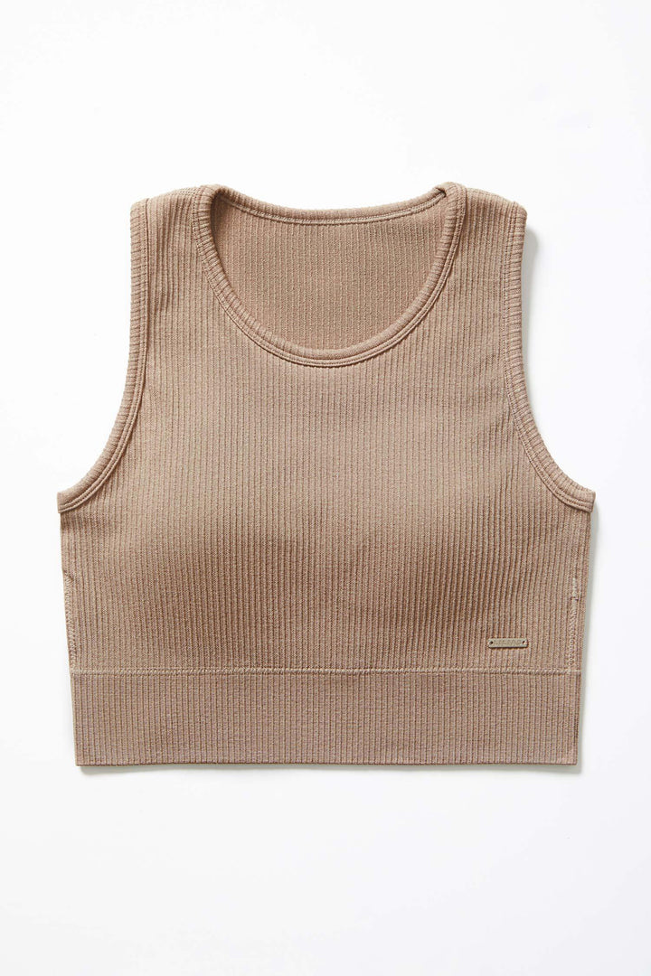 Ribbed Knit Longline Sports Bra - Lilias Active