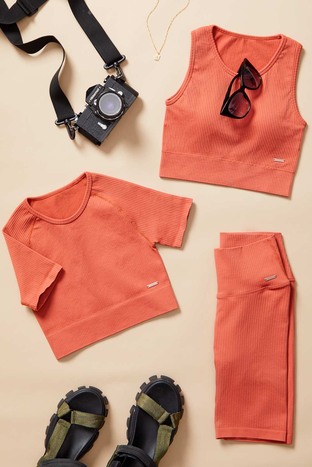 Ribbed Knit Longline Sports Bra