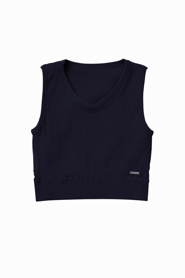 Ribbed Knit Longline Sports Bra