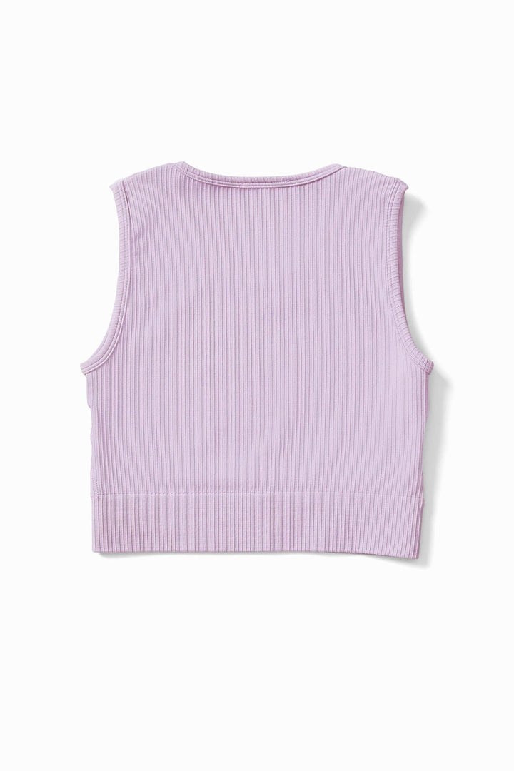 Ribbed Knit Longline Sports Bra