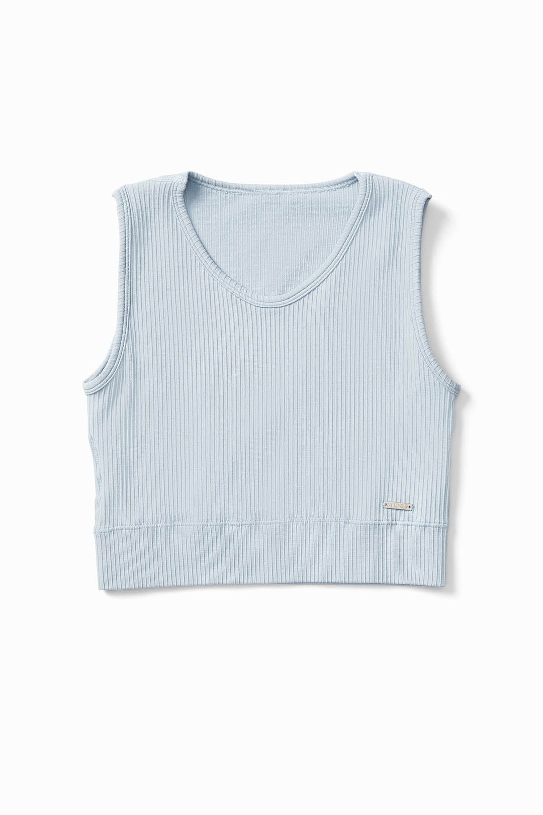 ribbed knit longline sports bra in blue