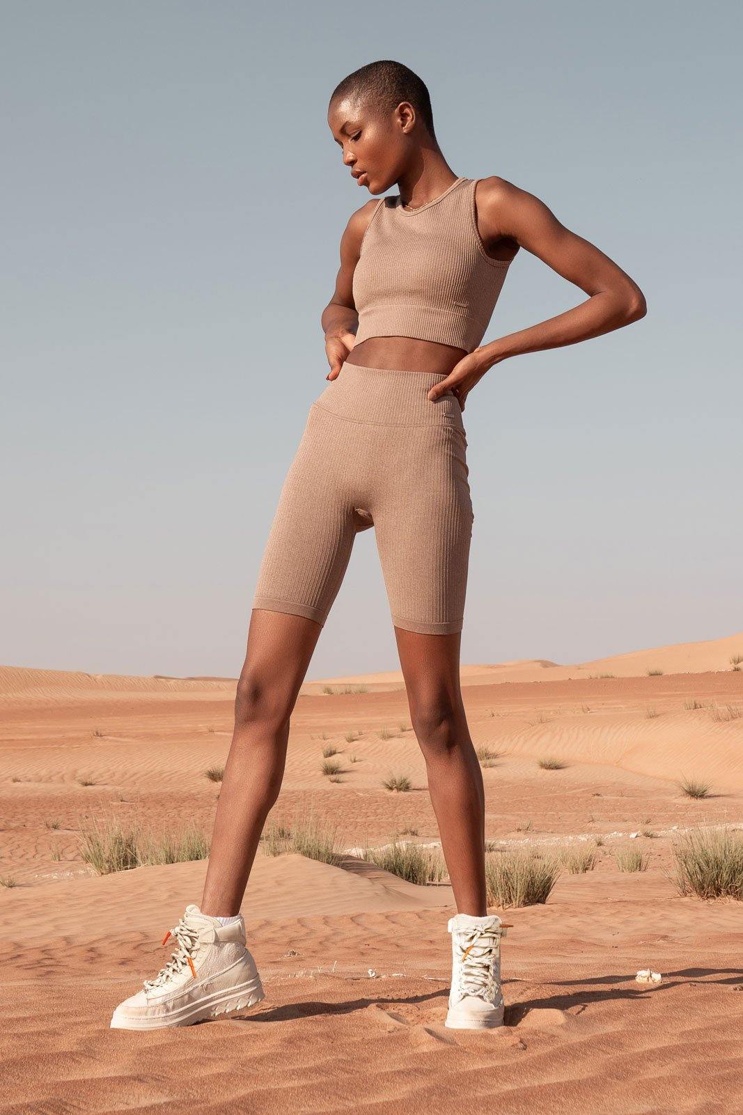 Ribbed Knit Bike Shorts - Lilias Active