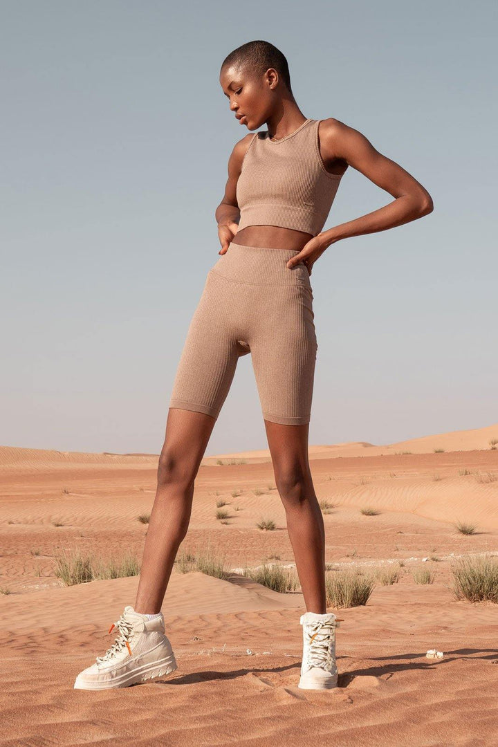 Ribbed Knit Bike Shorts - Lilias Active