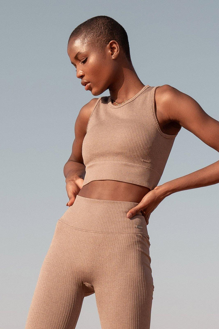 Ribbed Knit Longline Sports Bra - Lilias Active