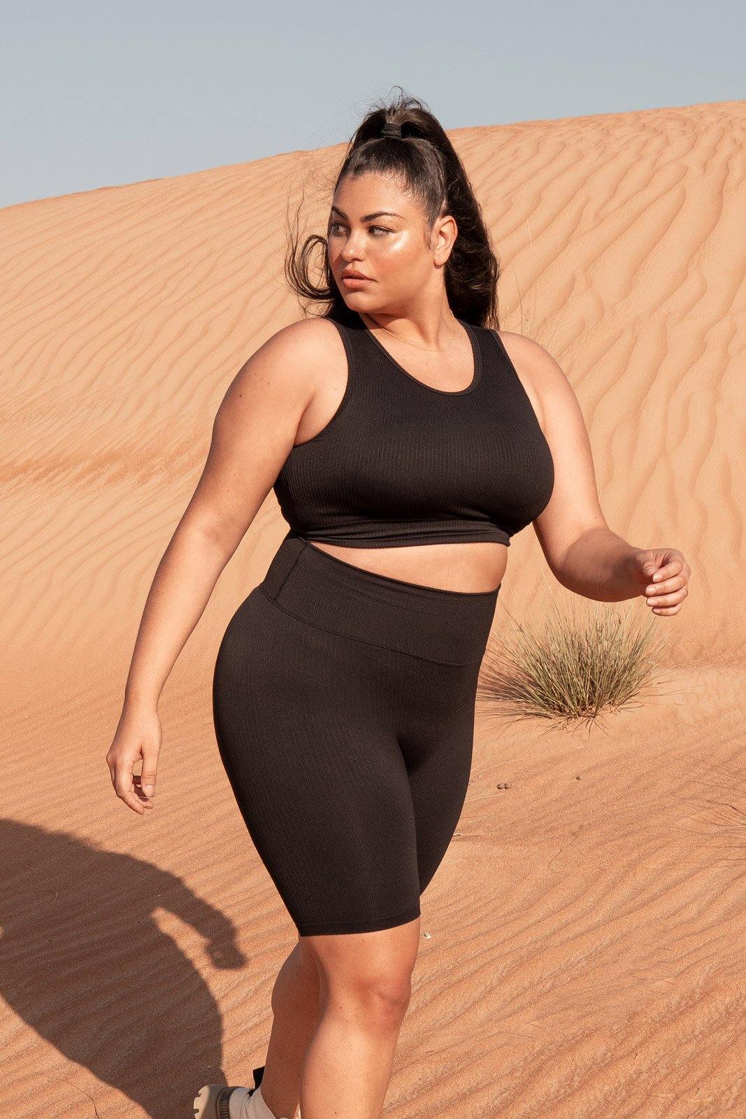 Ribbed Knit Longline Sports Bra - Lilias Active