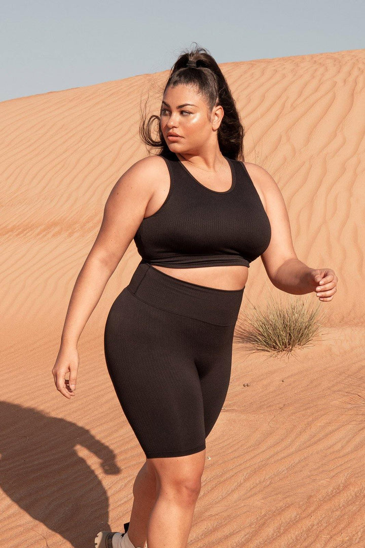 Ribbed Knit Longline Sports Bra - Lilias Active