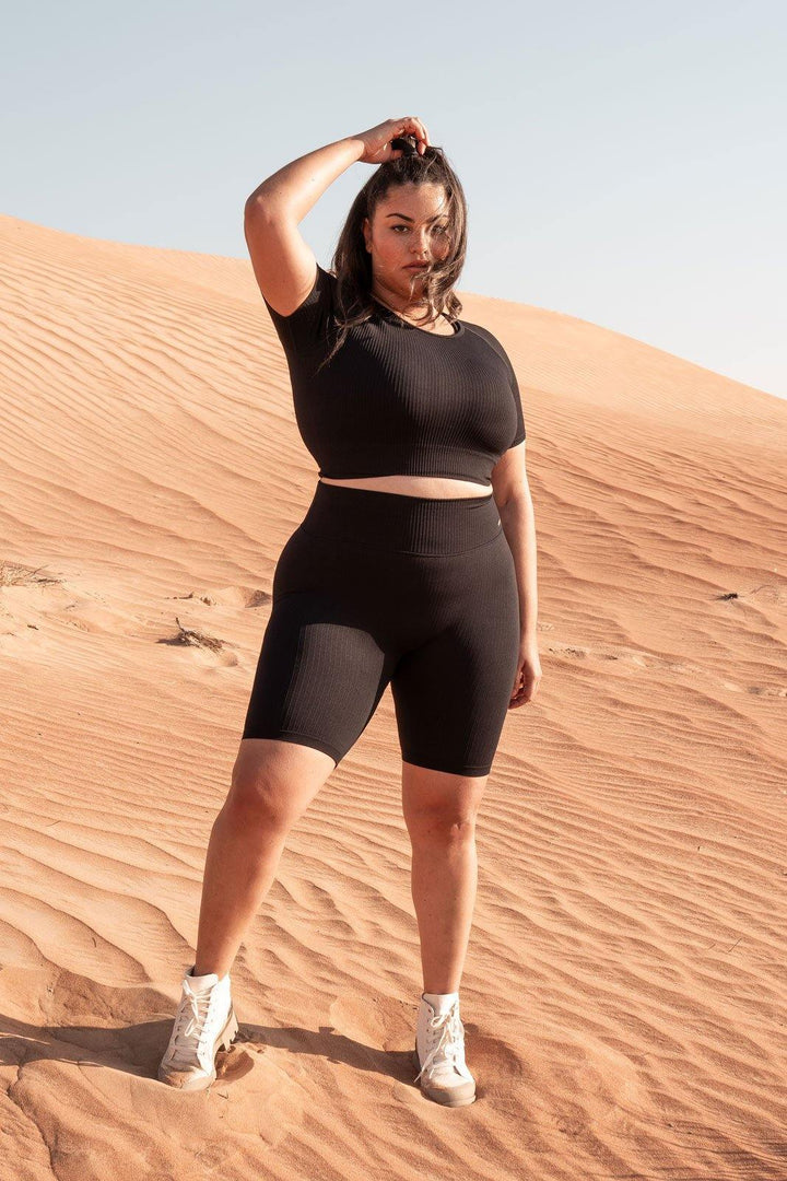 Ribbed Knit Bike Shorts - Lilias Active