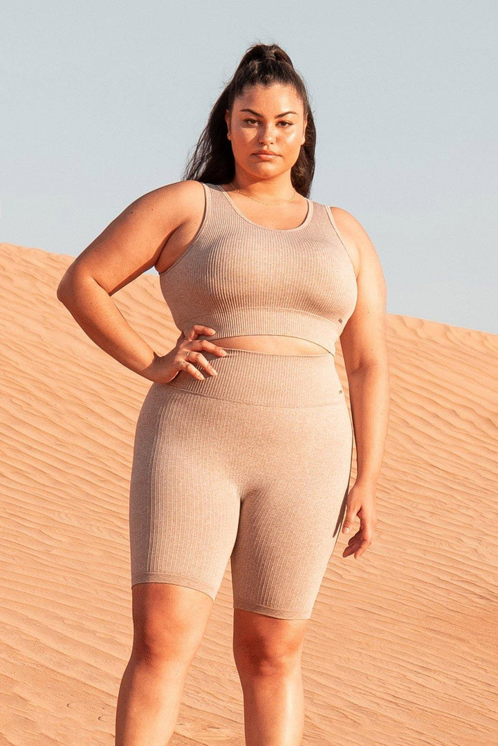 Ribbed Knit Longline Sports Bra - Lilias Active